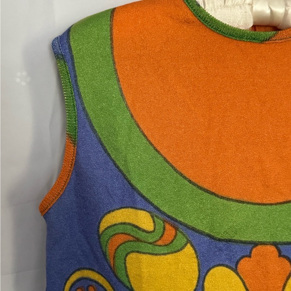 Vintage Lady Van Heusen Colorblock 70’s Sleeveless Floral Mod Mid So Cool - Picture 6 of 15